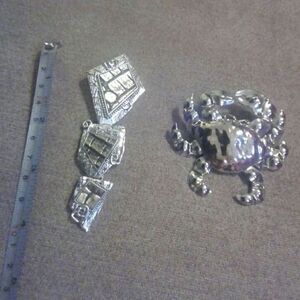 TWO Necklace Slides Pendants gold silver statement